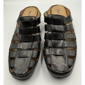 Bass Black Leather Fisherman Sandals Closed Toe Comfort Shoes Women
